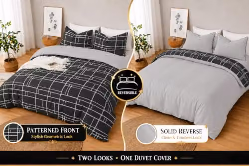 Grace Luxury 4 Piece Microfibre Duvet Cover Set with Fitted Sheet and Pillowcases in Black, Grey or Anthracite, W/D/H: 200 x 200 cm – 4