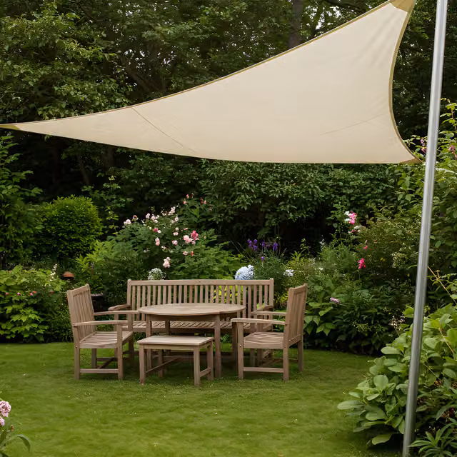 Kookaburra Triangle Pro Waterproof Garden Sail Shade, White, 3.6m