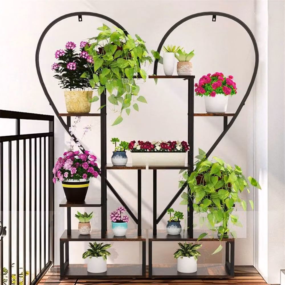 EONLION 6 Tier Heart Shaped Plant Stand and Flower Pot Holder in Black – 3