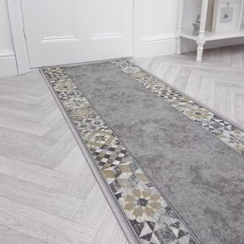 runrug Murcia Loop Pile Hallway Runner Rug, Grey, W: 80 cm, L: 300 cm