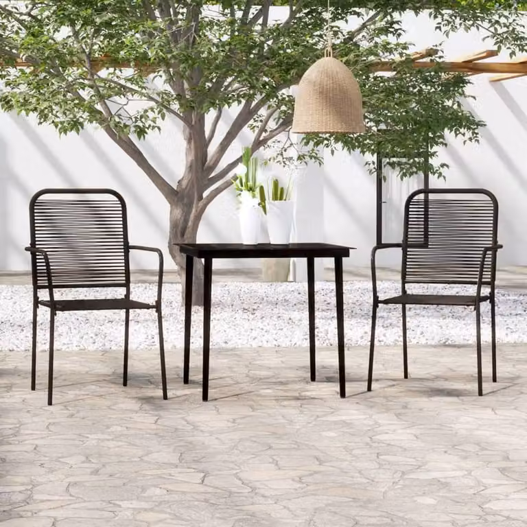 Berkfield Home Elegant 3 Piece Garden Dining Set in Black