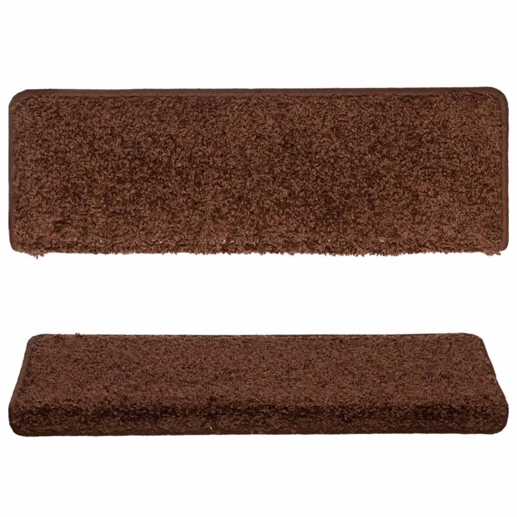 Berkfield Home Self-Adhesive Non-Slip Carpet Stair Treads, 15 Pieces, Brown, W: 65 cm, D: 21 cm, H: 4 cm – 3