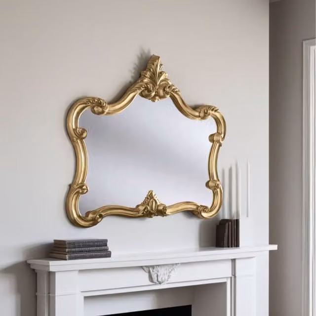 Yearn Classic Carved Landscape Wall Mirror in Gold