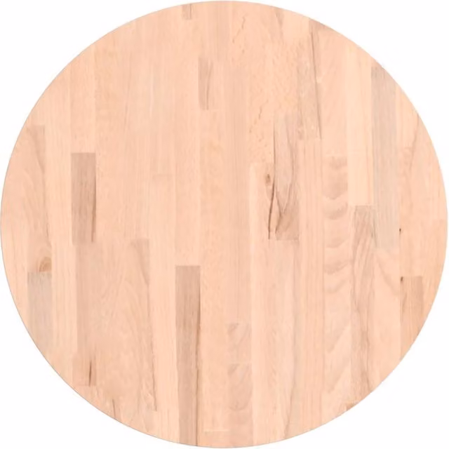 Berkfield Home Round Solid Wood Beech Table Top in Beige, Diameter: 60 cm, Thickness: 4 cm
