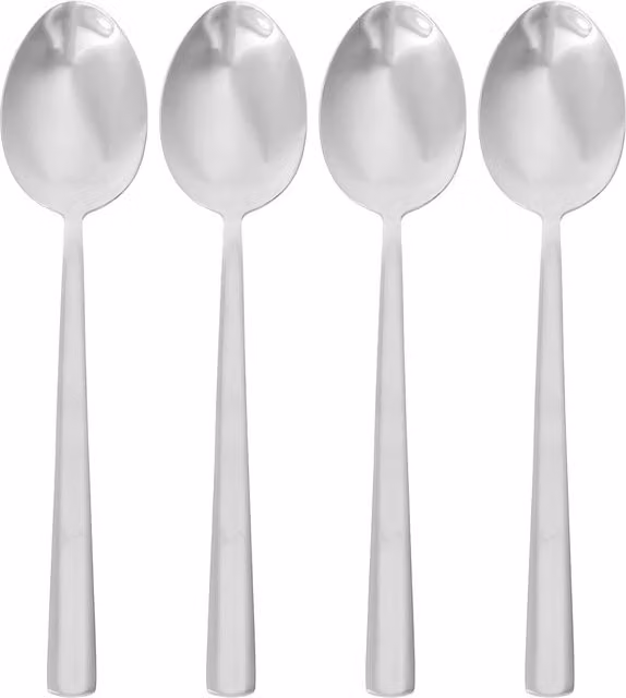 Argon Tableware Tondo Polished Stainless Steel Dessert Spoons, Silver, Set of 48