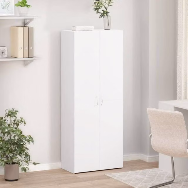 Berkfield Home Durable White File Cabinet with Hinged Doors, W/D/H: 60 x 32 x 153 cm