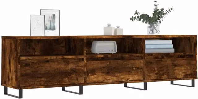 Berkfield Home Smoked Oak TV Cabinet in Brown, W/D/H: 150 x 30 x 44.5 cm – 1