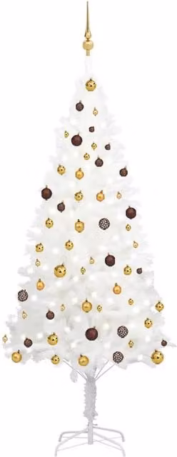 Berkfield Home Artificial Pre-lit Christmas Tree with Ball Set, White, Height: 210 cm – 1