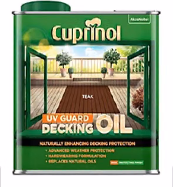 Cuprinol UV Guard Water Based Decking Oil in Teak, 2.5 l