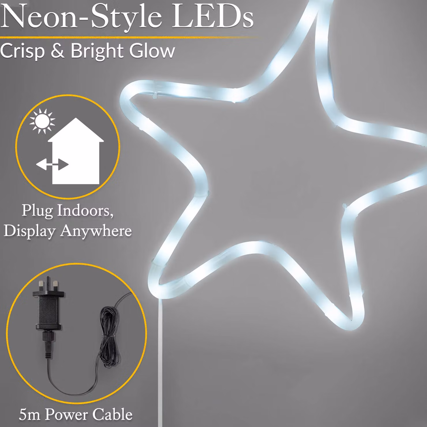 Christow Shooting Star Large LED Outdoor Christmas Rope Light Silhouette in Beige – 3