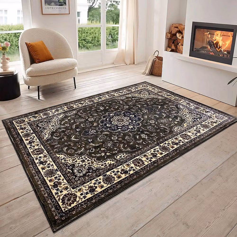 YnysTec Vintage Print Washable Non-Slip Rug in Green, W 60 cm x L 110 cm – 4