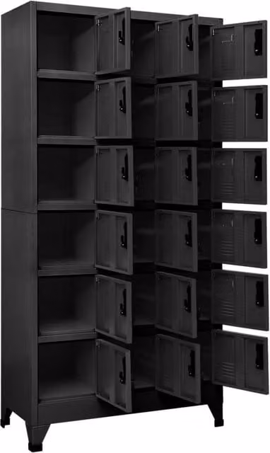 Berkfield Home Anthracite Metal Locker Cabinet with Hinged Doors and Lock, W/D/H: 90 x 40 x 180 cm