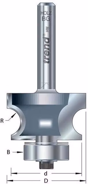 TREND 9/73 X 1/2 Tct Bearing Guided Corner Bead Cutter 7.0 Radius Grey