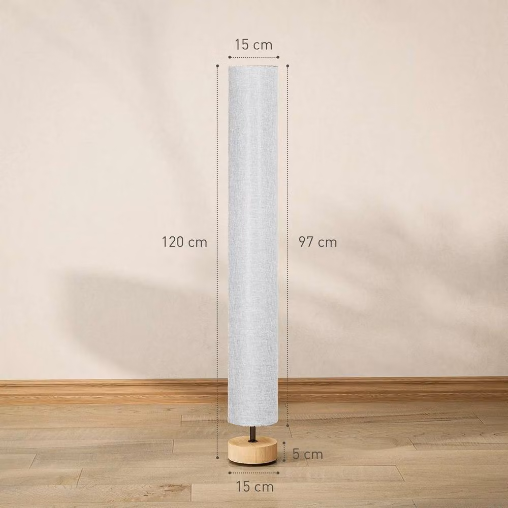EONLION Modern Tall Floor Lamp with White Fabric Shade and Wood Base, H 120 cm x W 40 cm x D 15 cm – 2
