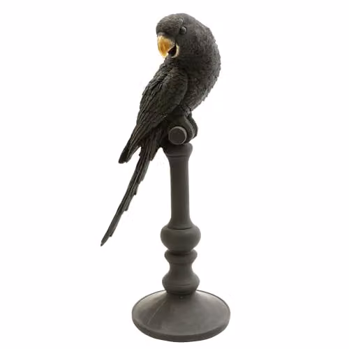 Madison & Mayfair Black and Gold Parrot Bird Ornament on Stand, H 35.0 cm x W 14.5 cm x D 12.0 cm – 3