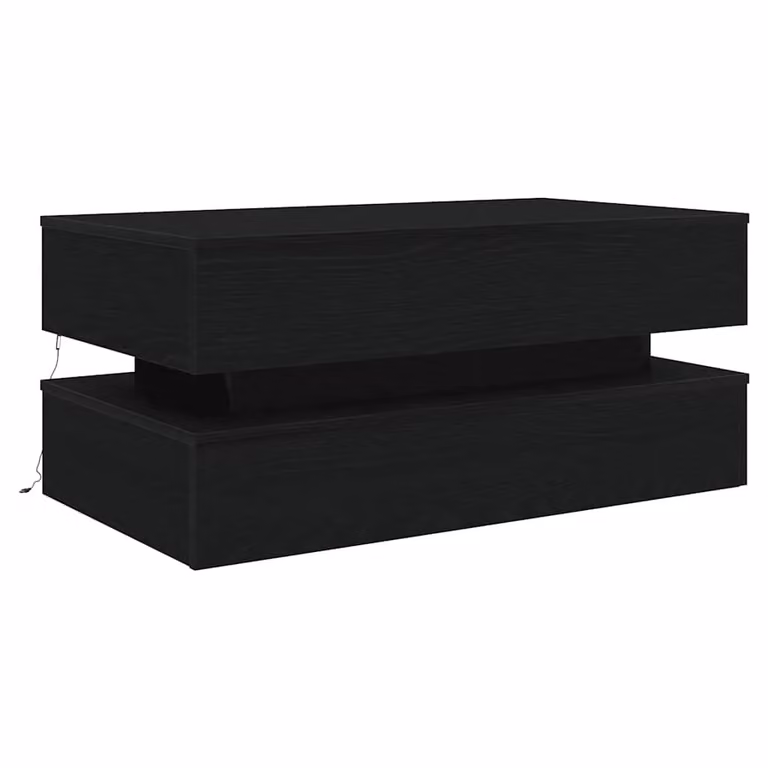 Berkfield Home Modern Black Oak Coffee Table with LED Lights W/D/H: 90 x 50 x 40 cm