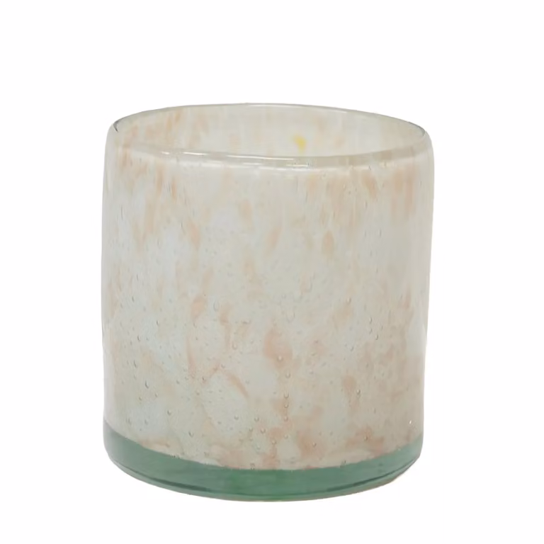 Dome Deco CALDERA Tealight Holder, Petrol and White Glass, Round Abstract Tabletop Design
