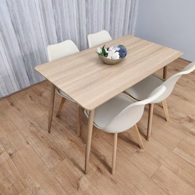 Kosy Koala Oak Effect Kitchen Dining Table and 4 Cream Tulip Chairs Set