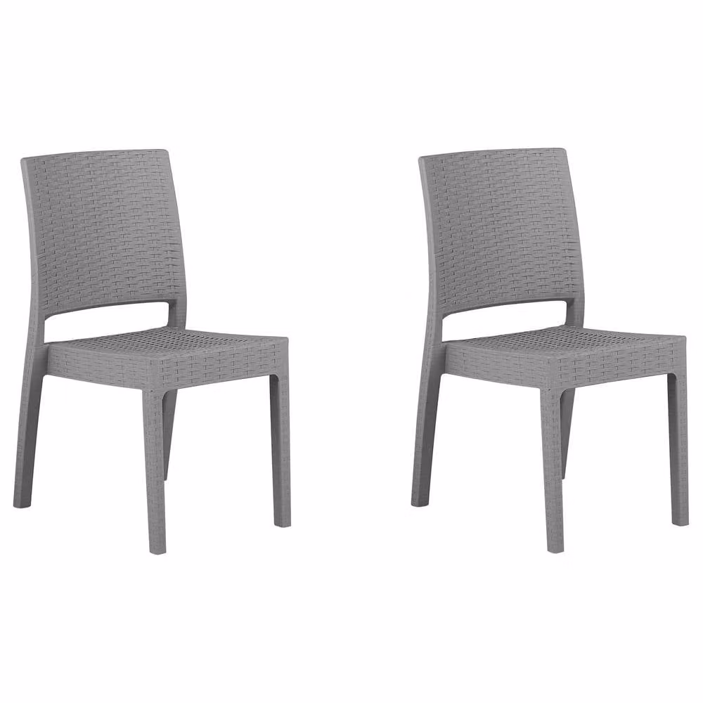 Wyld and Coco Minimalist Stackable Garden Dining Chairs, Set of 2, Grey