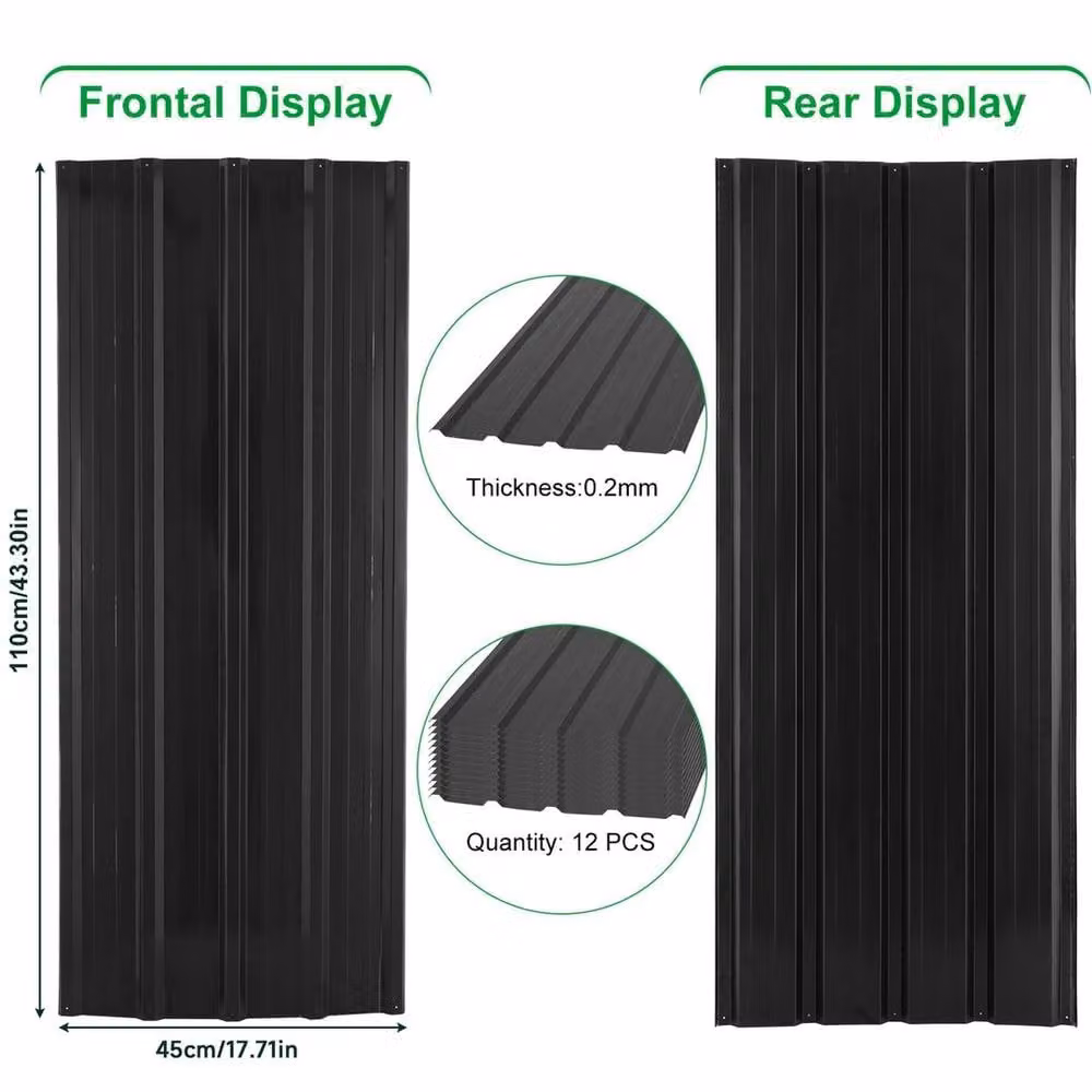 SPETLEK 12 Pack Corrugated Galvanised Steel Roof Sheets for Sheds and Carports, Black, W: 100 cm, L: 300 cm – 3