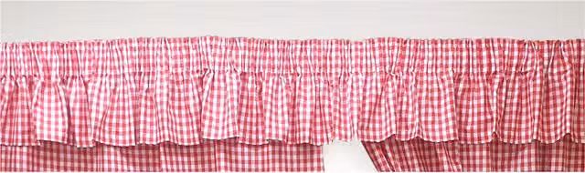 Kitchenwise Red Gingham Check Fabric Curtains or Pelmets with Pencil Pleat Header