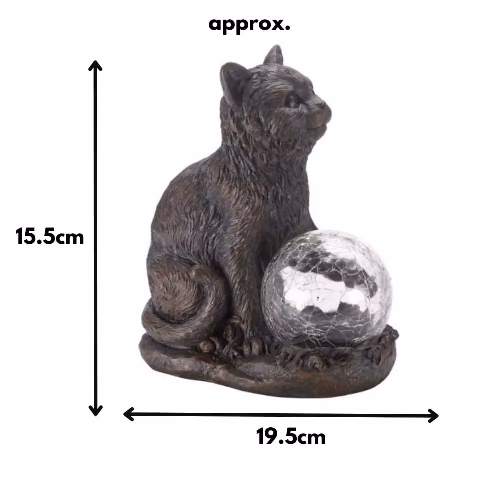 Marco Paul 2 Pack of Multicolour Polyresin Cat Solar Powered Garden Ornaments with Crystal Ball LED Night Light – 4