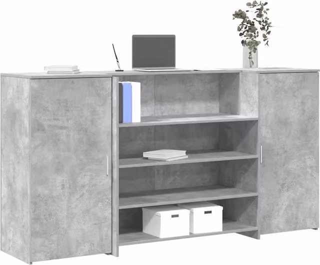 Berkfield Home Reception Desk in Concrete Grey, W/D/H: 200 x 50 x 103.5 cm – 1