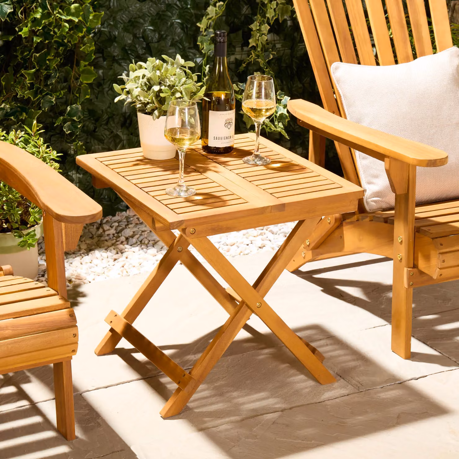 VonHaus Hudson Adirondack Acacia Hardwood Folding Garden Side Table in Brown – 5