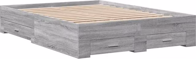 Berkfield Home Modern Double Bed Frame with Drawers in Grey Sonoma, W/D/H: 138 x 200 x 32 cm – 1