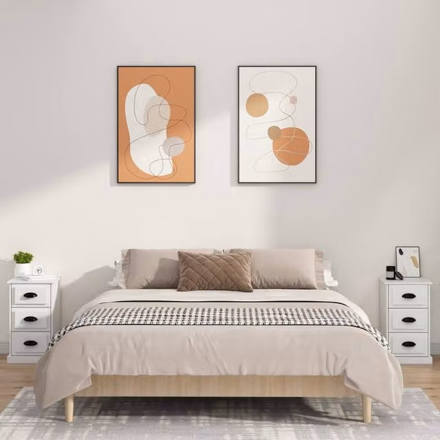 Berkfield Home White Bedside Cabinet W/D/H: 39 x 39 x 67 cm – 1