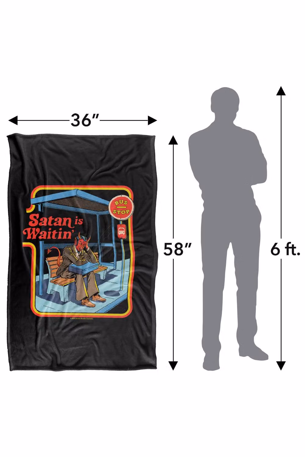 Steven Rhodes Satan Is Waitin Super Soft Fleece Throw Blanket, Multicolour, W/D: 152 x 127 cm – 3