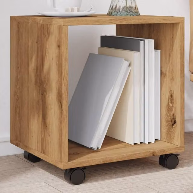 Berkfield Home vidaXL Rolling Cabinet in Artisan Oak Brown, W/D/H: 37 x 33 x 42.5 cm – 1