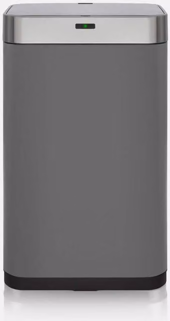 Tower 75L Rectangular Sensor Bin in Black and Silver with Soft Close Steel Design