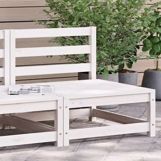 Berkfield Home Armless Garden Sofa in White Rustic Solid Pine, W/D/H: 70 x 70 x 67 cm – 1