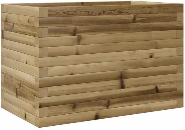 Berkfield Home Brown Impregnated Wood Garden Planter Tub W: 70 cm, D: 40 cm, H: 45.5 cm – 1