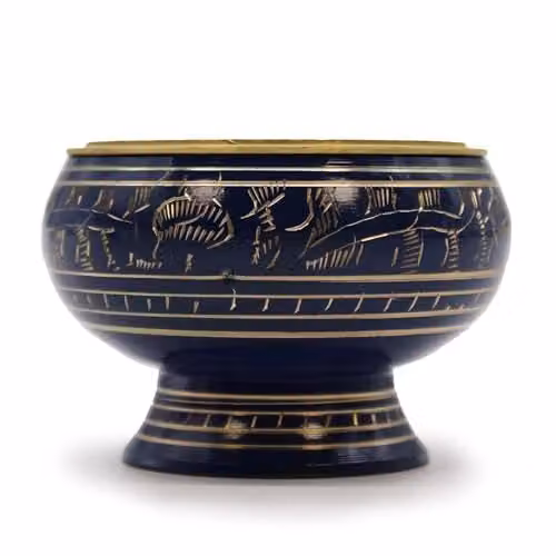 KDMD Chakra Tall Charcoal Incense Jar in Blue and Gold