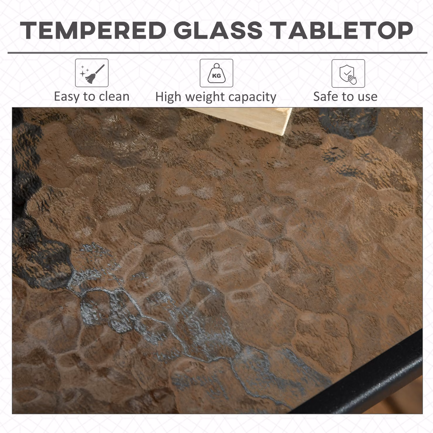 Outsunny Modern Square Bistro Patio Table with Matt Black Powder Coated Steel Frame and Tempered Glass Top featuring Umbrella Hole – 4