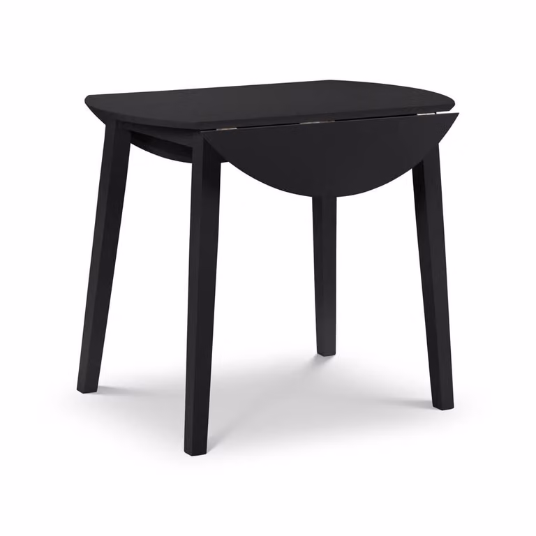 Cheshire Premium Coast Black Lacquered Modern Drop Leaf Square Dining Table, Width: 90 cm