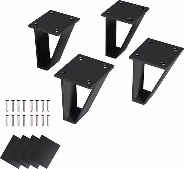 Living and Home Black Trapezoidal Iron Furniture Legs for Sofas or Storage Cabinets, Height: 10 cm – 1