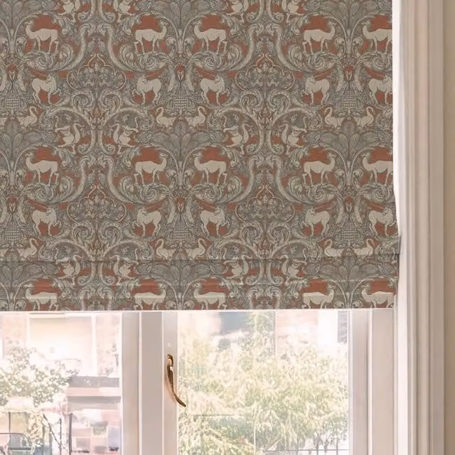HOUSE Llewelyn-Bowen Menagerie Artois Printed Made To Measure Roman Blind in Scarlet