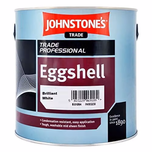 Johnstone's Trade Eggshell Paint, Brilliant White, 2.5 l