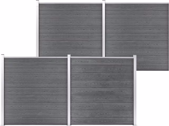 Berkfield Home Grey WPC and Aluminium Garden Fence W: 699 cm, H: 186 cm – 1