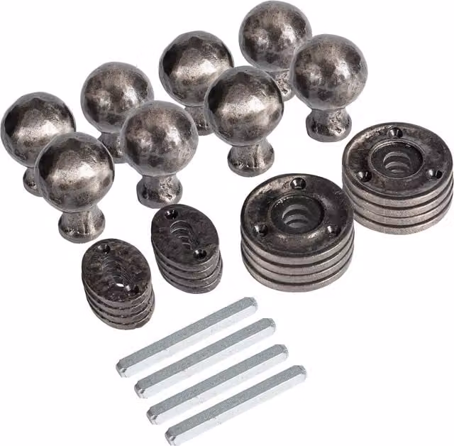 Hammer and Tongs Round Rim and Mortice Door Knob, Pack of 4, Grey