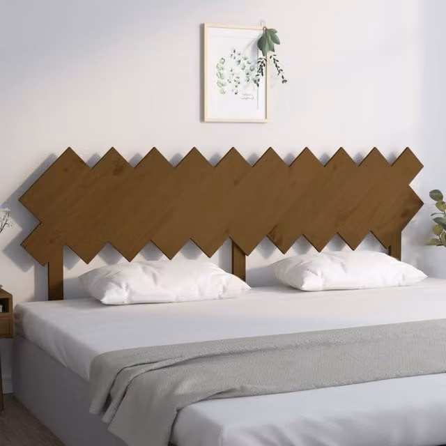 Berkfield Home Rustic Solid Pine Wood Bed Headboard, Honey Brown, W: 196 cm, D: 3 cm, H: 80.5 cm – 1