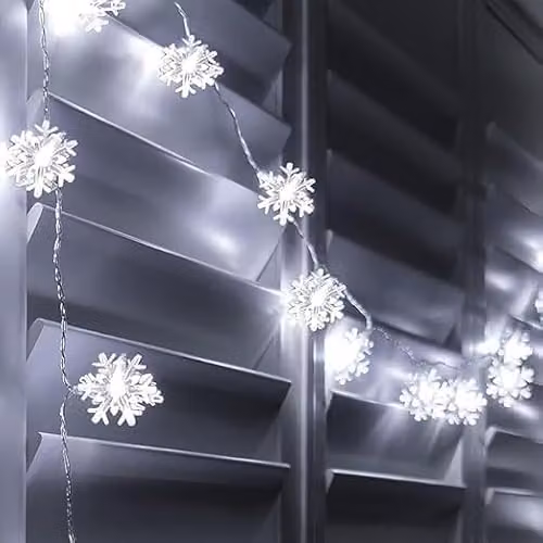 Globrite White Snowflake LED Fairy Lights with 80 Lights and 2 Modes