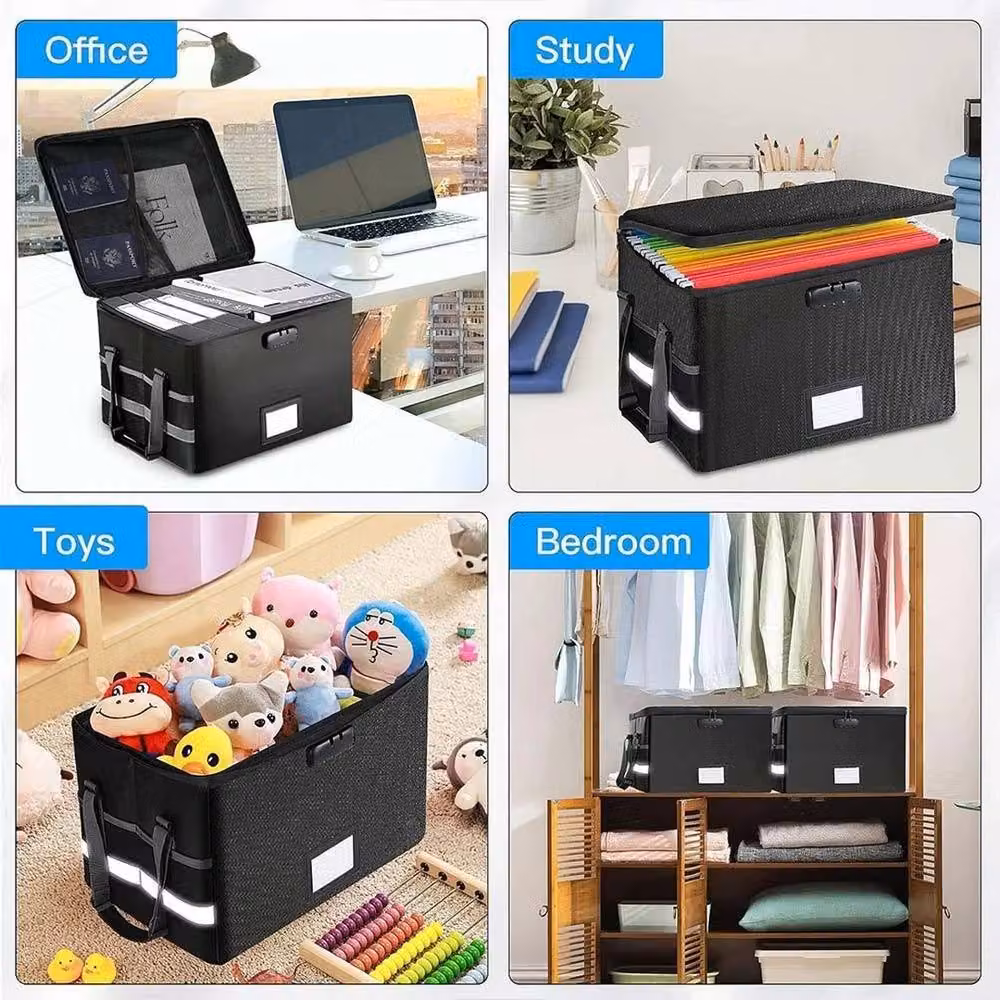 Kelvenix Fireproof Document Box with Locks in Black – 4