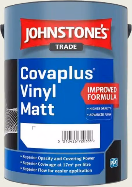 Johnstone's Covaplus Matt Dispersion Paint in White Lace, 5 l – 1