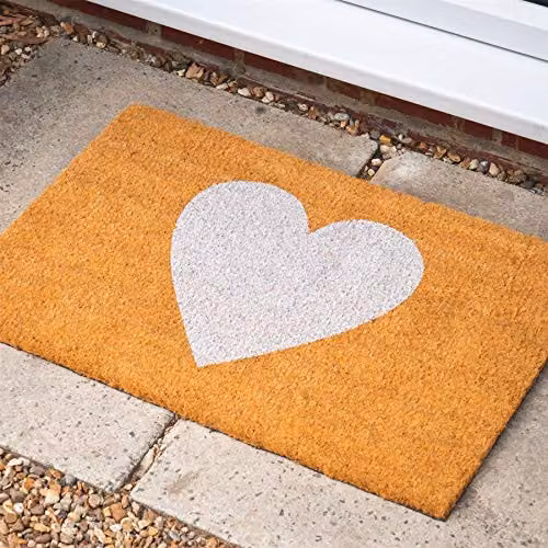 Nicola Spring Coir Door Mat with White Heart Design, W/D: 60 x 40 cm – 4