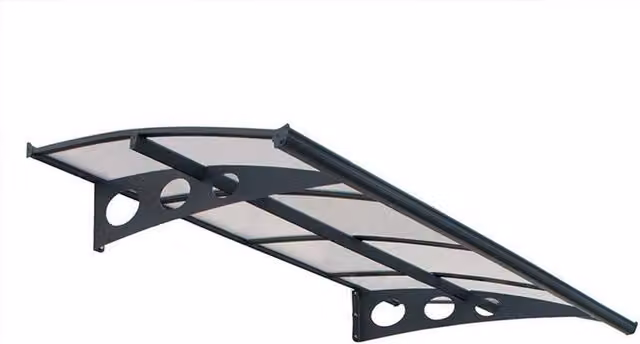 Palram Herald Door Awning Canopy in Mist Grey with Polycarbonate and Galvanised Steel, L: 223.5 cm – 1