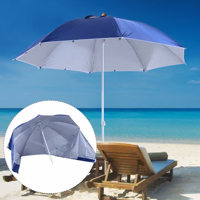 Outsunny Blue UV Protection Fishing and Beach Umbrella with UPF 50 Polyester Fabric